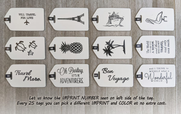 Imprint Options 24-85 for Personalized Luggage Tags