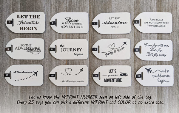 Imprint Options 1-23 for Personalized Luggage Tags