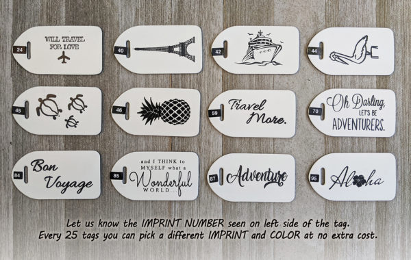 Imprint Options 24-95 for Personalized Luggage Tags